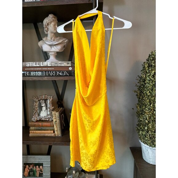 Ronny Kobo Marisa Halter Mini Dress Lemon Womens Size Medium - Picture 5 of 11